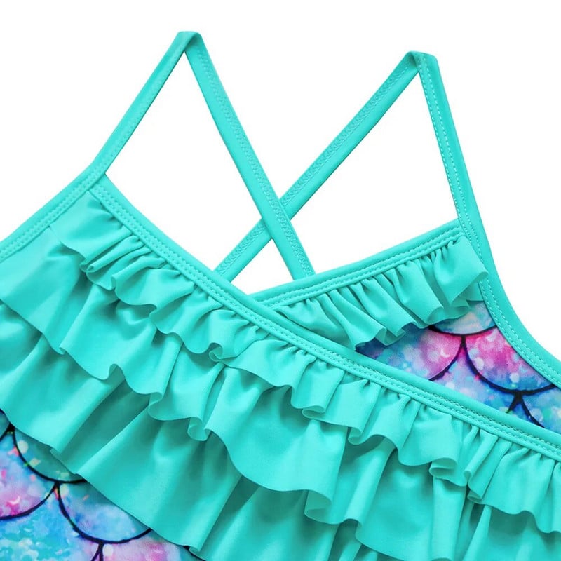 Vasaros spausdinti vaikiški maudymosi kostiumėliai mergaitėms 4–12 metų Lotus Leaf Bandage mergaičių maudymosi kostiumėliai Paplūdimio vaikiški maudymosi kostiumėliai Vienetiniai paplūdimio drabužiai