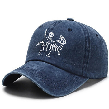Skeleton Knight And Dragon Ebroidery Βαμβακερά καπέλα μπέιζμπολ για άνδρες Γυναικεία καπέλα Snapback Vintag βαμβακερό Hip Hop Dad Hat Καπέλο φορτηγού