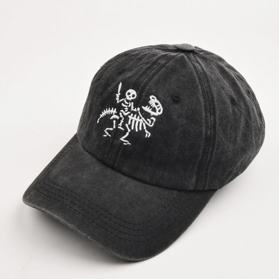 Skeleton Knight And Dragon Embroidery Памучни бейзболни шапки за мъже, жени Snapback шапки Vintag памучна хип-хоп шапка на татко Шапка на камион