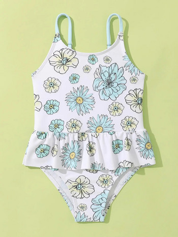 2023 Καλοκαίρι 4-7 ετών Μαγιό για κορίτσια One Piece Swimsuit Flower Printing Swimwear for Children Bikini S2028