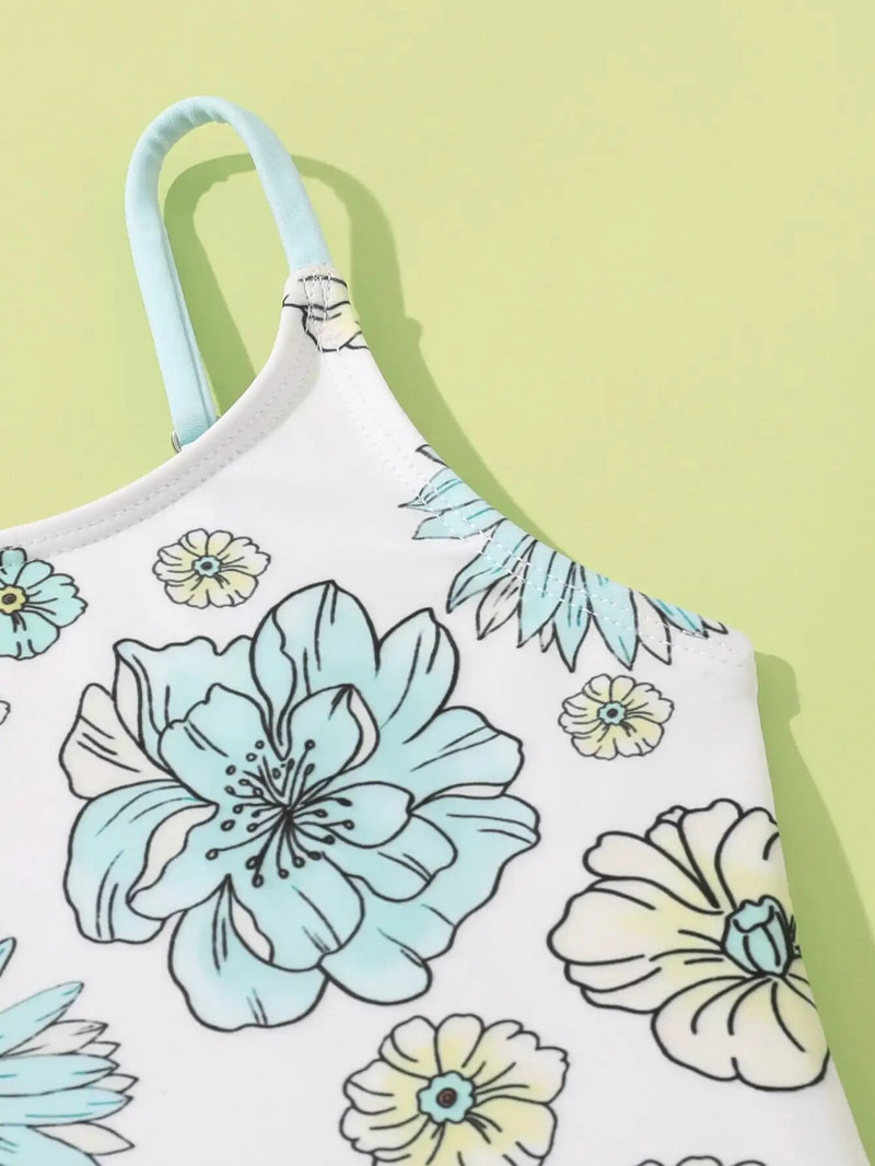 2023 m. vasara 4-7 metų mergaičių maudymosi kostiumėlis Vientisas maudymosi kostiumėlis su gėlėmis margintas maudymosi kostiumėlis vaikams Bikini S2028