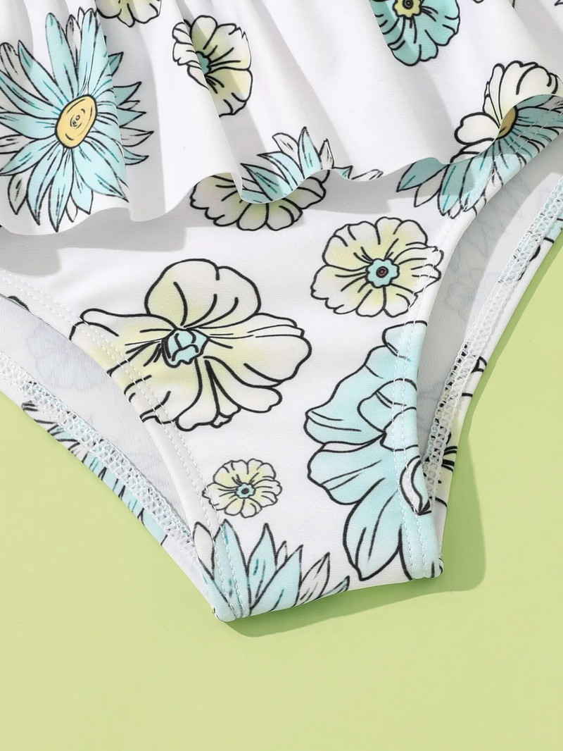 2023 m. vasara 4-7 metų mergaičių maudymosi kostiumėlis Vientisas maudymosi kostiumėlis su gėlėmis margintas maudymosi kostiumėlis vaikams Bikini S2028