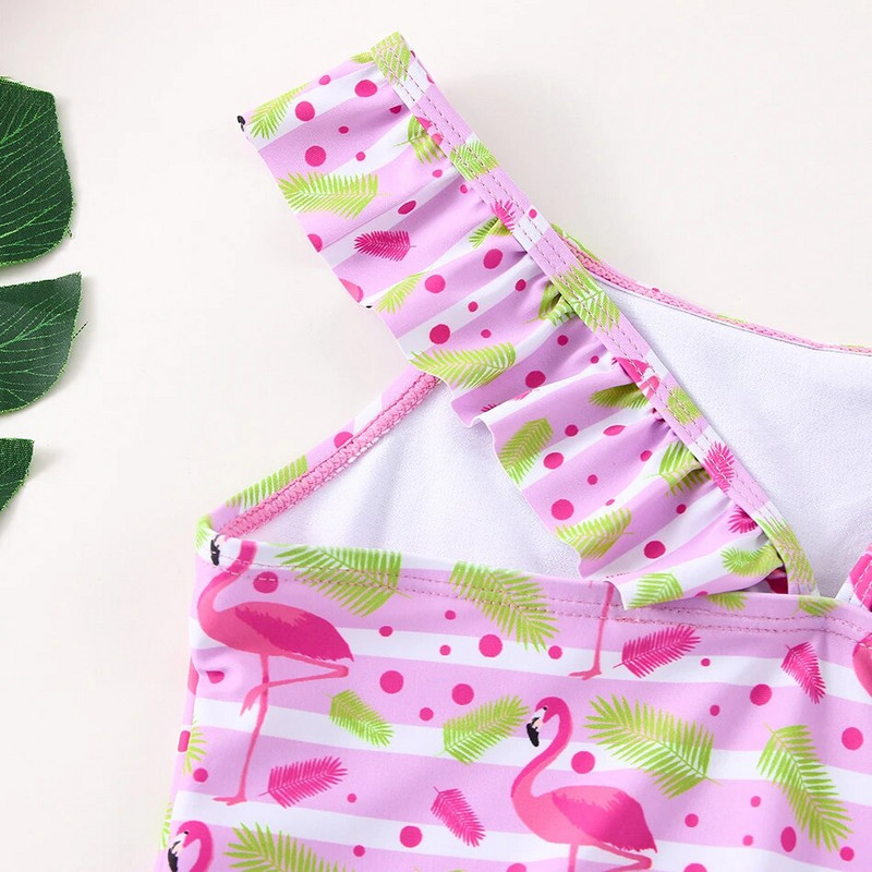 2022 m. mergaičių maudymosi kostiumėliai Flamingo vienetiniai maudymosi kostiumėliai 2–8 metų maudymosi kostiumėlis dryžuotas flamingas vaikiškas maudymosi kostiumėlis maudymosi kostiumėlis