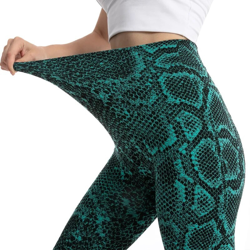 INDJXND Hulahopke Bešavne tajice Ženske sportske Push Up hlače za jogu Rastezljive hlače sa zmijskim uzorkom visokog struka Odjeća za vježbanje, trčanje u teretani