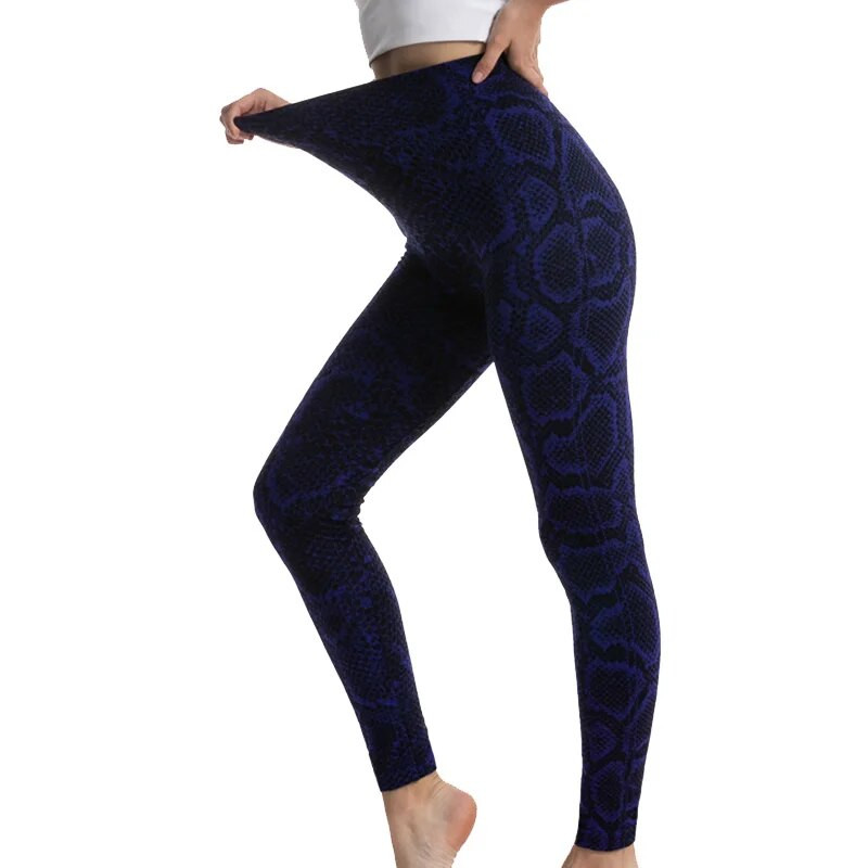 INDJXND Hulahopke Bešavne tajice Ženske sportske Push Up hlače za jogu Rastezljive hlače sa zmijskim uzorkom visokog struka Odjeća za vježbanje, trčanje u teretani