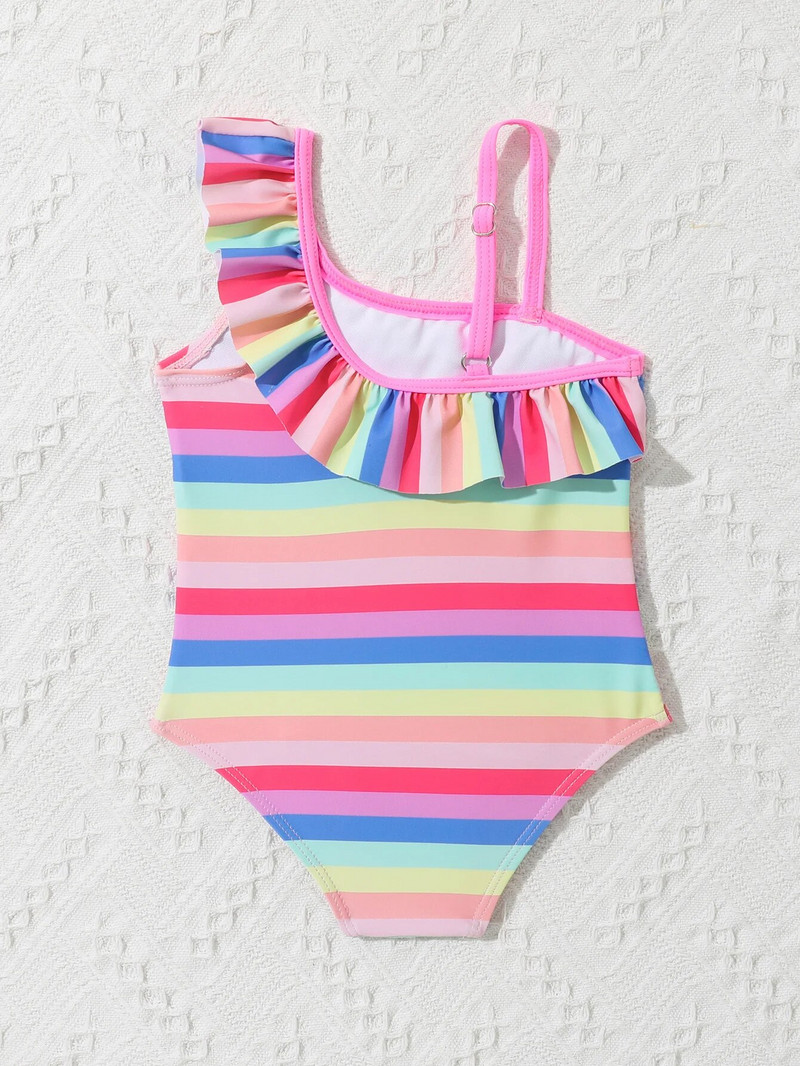 9M-3Y mergaičių maudymosi kostiumėlis, vaivorykštės raštas, vaikiškas maudymosi kostiumėlis, mergaičių kombinezonas, maudymosi kostiumėlis, vaikiškas paplūdimio drabužis