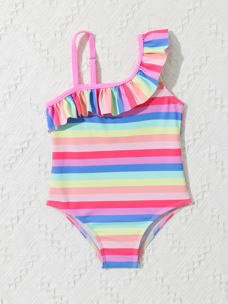 9M-3Y mergaičių maudymosi kostiumėlis, vaivorykštės raštas, vaikiškas maudymosi kostiumėlis, mergaičių kombinezonas, maudymosi kostiumėlis, vaikiškas paplūdimio drabužis