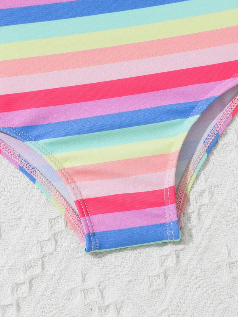 9M-3Y mergaičių maudymosi kostiumėlis, vaivorykštės raštas, vaikiškas maudymosi kostiumėlis, mergaičių kombinezonas, maudymosi kostiumėlis, vaikiškas paplūdimio drabužis