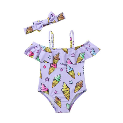 9M-3YBaby Swimsuit 2023 Summer Viengabala saldējuma apdruka New Born Baby Swim Girl smilšu bikini 2062