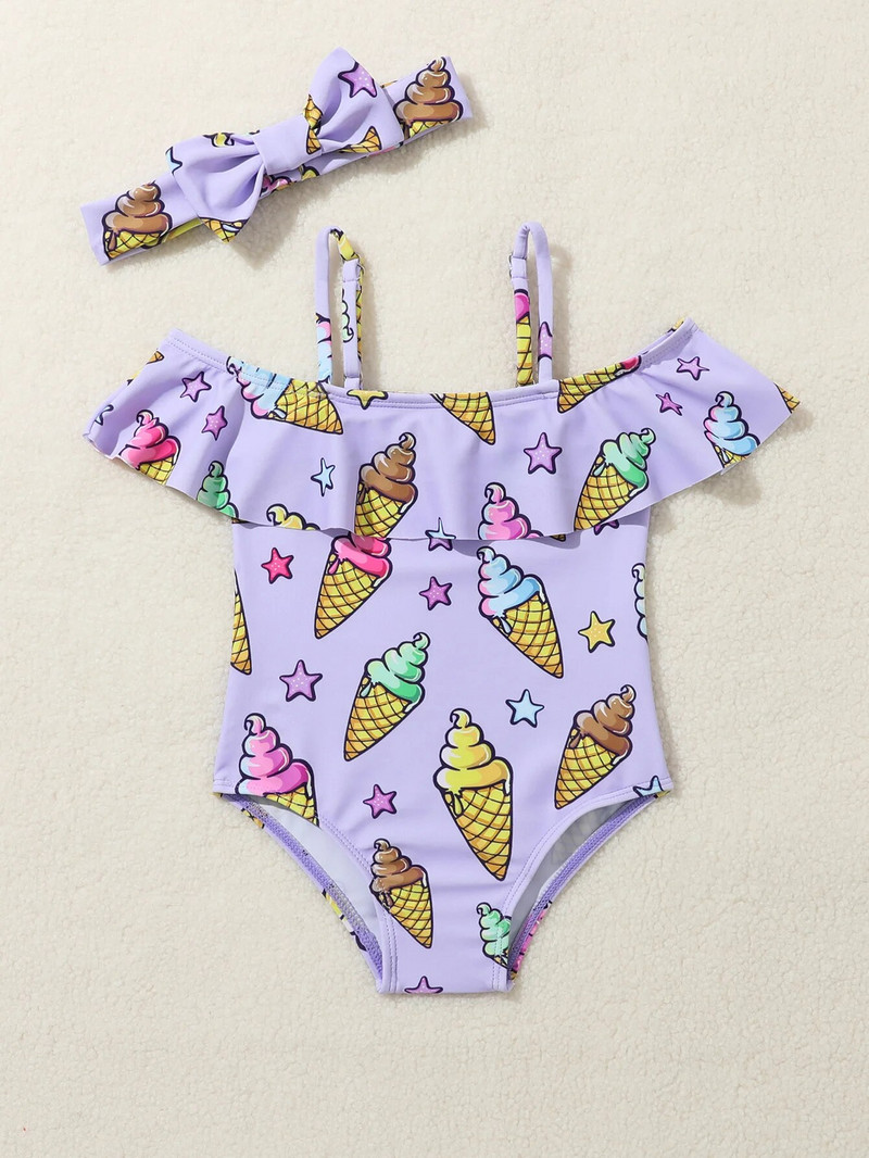 9M-3YBaby Swimsuit 2023 Summer Viengabala saldējuma apdruka New Born Baby Swim Girl smilšu bikini 2062