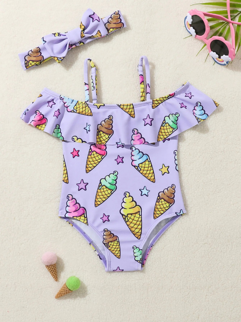 9M-3YBaby Swimsuit 2023 Summer Viengabala saldējuma apdruka New Born Baby Swim Girl smilšu bikini 2062