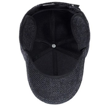 Καπέλο μπέιζμπολ μάρκας 2024, χειμωνιάτικο καπέλο μπαμπάς Ζεστό Παχύ βαμβακερό καπάκι με κουμπωτό καπέλο Ανδρικά καπέλα με προστασία αυτιών