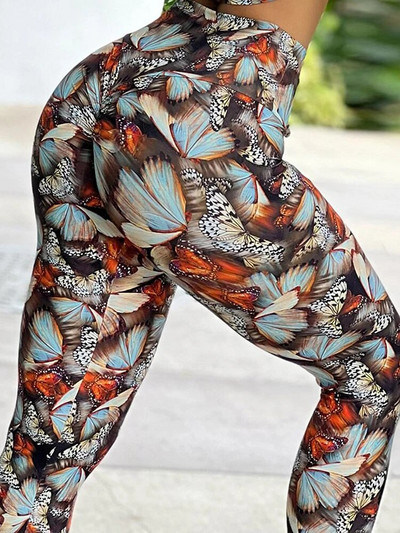 Дамски щампи Фитнес тренировка Спортни леггинси Нови секси панталони за йога Push Up Jegging Чорапогащи с висока талия Дамско облекло за фитнес