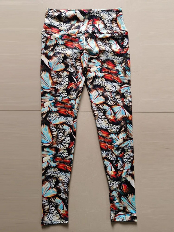 Дамски щампи Фитнес тренировка Спортни леггинси Нови секси панталони за йога Push Up Jegging Чорапогащи с висока талия Дамско облекло за фитнес