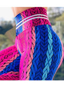 Екипи Спортно облекло Фитнес Цветни клинове с щампи на въже Тренировъчен чорапогащник Панталони за йога Висока талия Push Up Женско облекло за фитнес