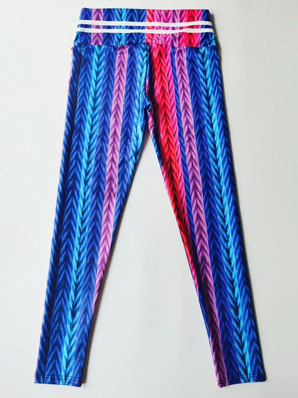 Екипи Спортно облекло Фитнес Цветни клинове с щампи на въже Тренировъчен чорапогащник Панталони за йога Висока талия Push Up Женско облекло за фитнес