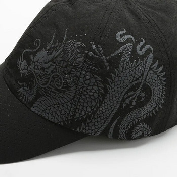 Καπέλο, Καπέλο μπέιζμπολ Dragon Printing σε κινέζικο στυλ, Καπέλο γρήγορου στεγνώματος εξωτερικού χώρου από πολυεστέρα, καπέλο αντηλιακής προστασίας, καπάκι, καπάκι, και για άνδρες και