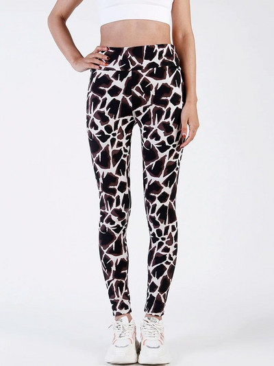 CUHAKCI Pėdkelnės aukštu juosmeniu Sportinės antblauzdžiai Moteriškos Juodos Trikampio Juostinės Spaudos Jogos Kelnės Sporto Apranga Moteriškos treniruotės Leggins Moterys