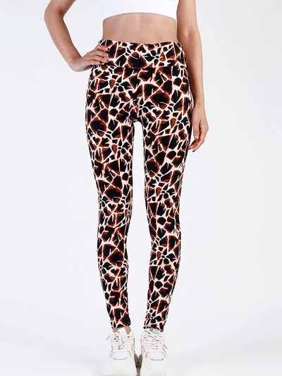 CUHAKCI Pėdkelnės aukštu juosmeniu Sportinės antblauzdžiai Moteriškos Juodos Trikampio Juostinės Spaudos Jogos Kelnės Sporto Apranga Moteriškos treniruotės Leggins Moterys