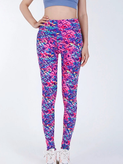 CUHAKCI Pėdkelnės aukštu juosmeniu Sportinės antblauzdžiai Moteriškos Juodos Trikampio Juostinės Spaudos Jogos Kelnės Sporto Apranga Moteriškos treniruotės Leggins Moterys