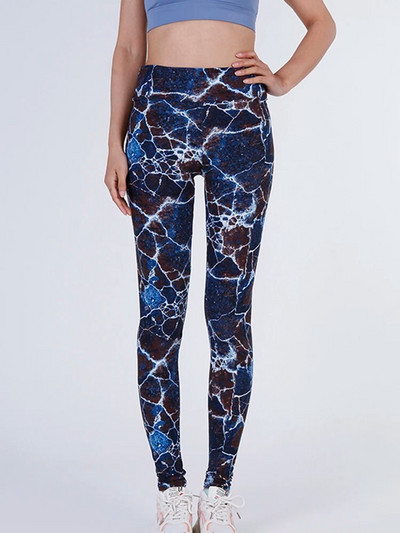 CUHAKCI Pėdkelnės aukštu juosmeniu Sportinės antblauzdžiai Moteriškos Juodos Trikampio Juostinės Spaudos Jogos Kelnės Sporto Apranga Moteriškos treniruotės Leggins Moterys