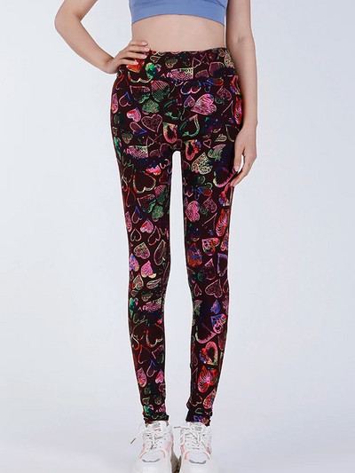 CUHAKCI Pėdkelnės aukštu juosmeniu Sportinės antblauzdžiai Moteriškos Juodos Trikampio Juostinės Spaudos Jogos Kelnės Sporto Apranga Moteriškos treniruotės Leggins Moterys