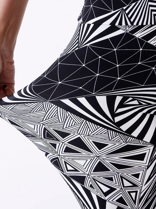 CUHAKCI Pėdkelnės aukštu juosmeniu Sportinės antblauzdžiai Moteriškos Juodos Trikampio Juostinės Spaudos Jogos Kelnės Sporto Apranga Moteriškos treniruotės Leggins Moterys