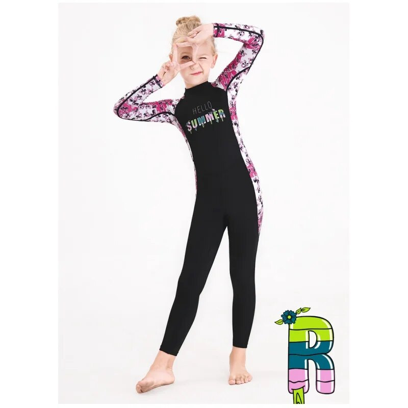 Bērni, meitenes, zēni, niršanas tērpi, necaurlaidīgi hidrotērpi, bērni uztur siltumu, viendaļīgs peldkostīms ar garām piedurknēm