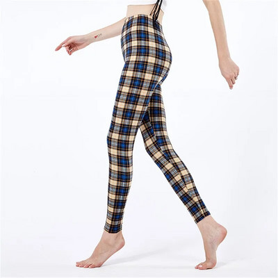 VISNXGI Fitness Ženske karirane tajice s printom Uske pencil hlače Push Up Hlače s elastičnim strukom Mrežaste tajice Yoga Prozračna odjeća