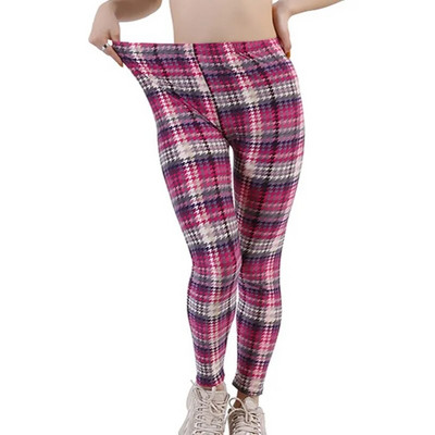 VISNXGI Fitness Ženske karirane tajice s printom Uske pencil hlače Push Up Hlače s elastičnim strukom Mrežaste tajice Yoga Prozračna odjeća