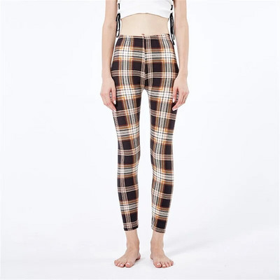 VISNXGI Fitness Ženske karirane tajice s printom Uske pencil hlače Push Up Hlače s elastičnim strukom Mrežaste tajice Yoga Prozračna odjeća