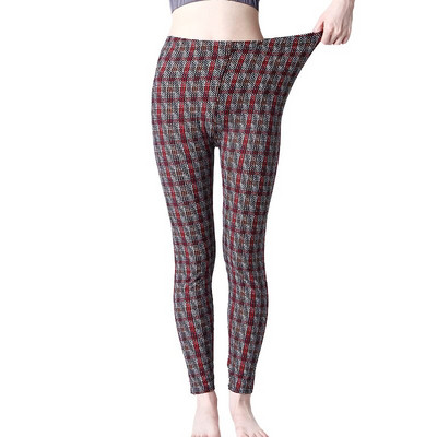 VISNXGI Fitness Ženske karirane tajice s printom Uske pencil hlače Push Up Hlače s elastičnim strukom Mrežaste tajice Yoga Prozračna odjeća