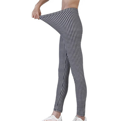 VISNXGI Fitness Ženske karirane tajice s printom Uske pencil hlače Push Up Hlače s elastičnim strukom Mrežaste tajice Yoga Prozračna odjeća