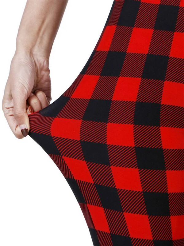 VISNXGI Fitness Ženske karirane tajice s printom Uske pencil hlače Push Up Hlače s elastičnim strukom Mrežaste tajice Yoga Prozračna odjeća