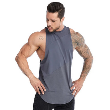 Ανδρικά μπλουζάκια αμάνικο πουκάμισο από πολυεστερικό διχτυωτό υλικό Γρήγορης στεγνώματος Αναπνεύσιμο ανδρικό μπλουζάκι γυμναστικής γυμναστικής για μπάσκετ