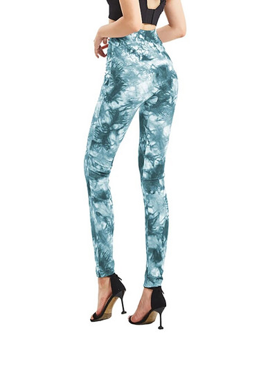 INDJXND Безшевни меки клинове Ежедневни панталони тип молив, боядисани с вратовръзка, Висока талия Спортни йога фитнес джегинси Дамско облекло S-3XL