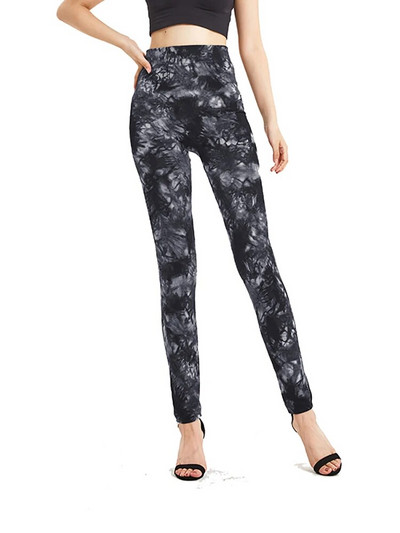 INDJXND Безшевни меки клинове Ежедневни панталони тип молив, боядисани с вратовръзка, Висока талия Спортни йога фитнес джегинси Дамско облекло S-3XL