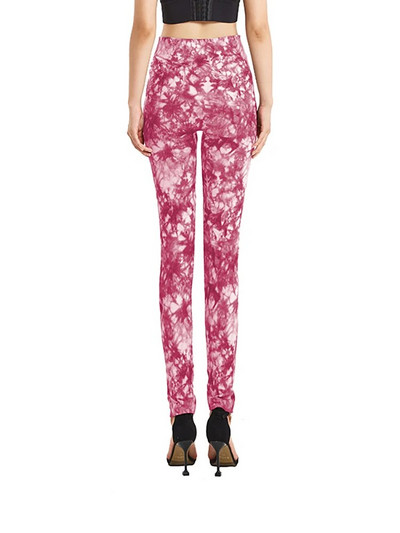 INDJXND Безшевни меки клинове Ежедневни панталони тип молив, боядисани с вратовръзка, Висока талия Спортни йога фитнес джегинси Дамско облекло S-3XL