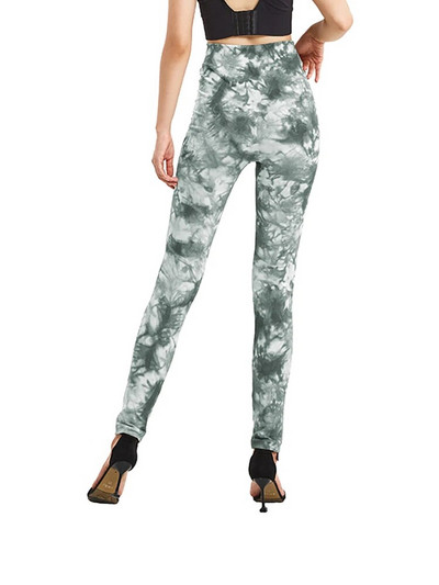 INDJXND Безшевни меки клинове Ежедневни панталони тип молив, боядисани с вратовръзка, Висока талия Спортни йога фитнес джегинси Дамско облекло S-3XL