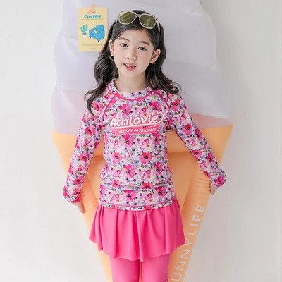 Dvodijelni kostim za djevojčice 3-11 godina Dječji kupaći kostim sa suknjom dugih rukava 2021. Dječji kupaći kostim sa slatkim cvjetnim uzorkom Dječji kupaći kostim