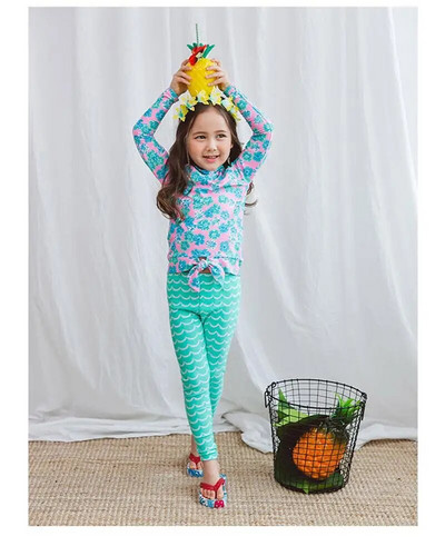 Dvodijelni kostim za djevojčice 3-11 godina Dječji kupaći kostim sa suknjom dugih rukava 2021. Dječji kupaći kostim sa slatkim cvjetnim uzorkom Dječji kupaći kostim