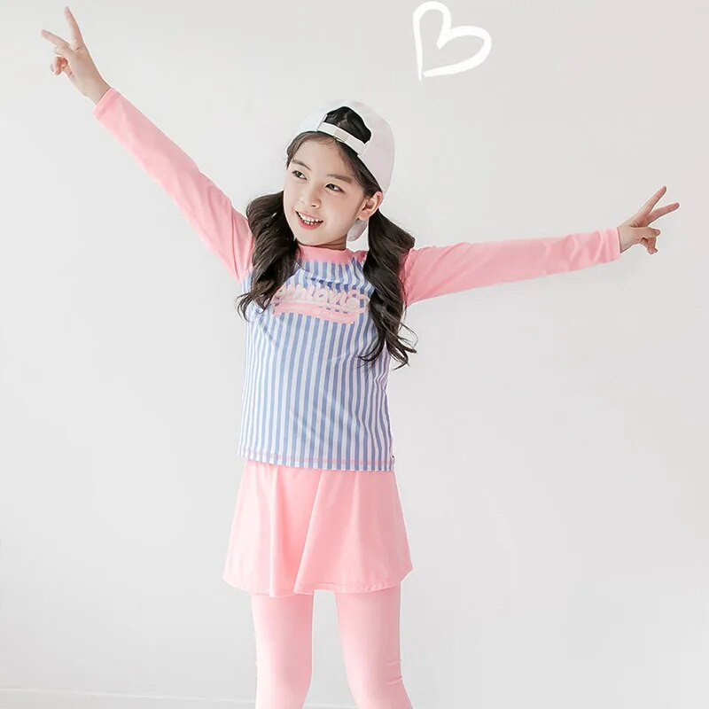 Dvodijelni kostim za djevojčice 3-11 godina Dječji kupaći kostim sa suknjom dugih rukava 2021. Dječji kupaći kostim sa slatkim cvjetnim uzorkom Dječji kupaći kostim