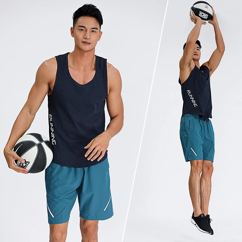 Мъжка спортна жилетка Баскетбол Футбол Бягане Танк Фитнес зала Фитнес горнища Мъжки тренировъчни джогинг Риза без ръкави Дишащи дрехи