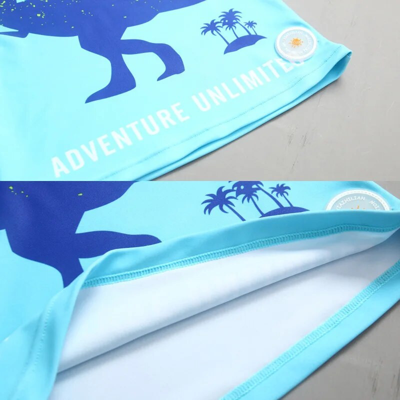 Страхотен детски бански костюм за момчета Динозавър Слънцезащитен крем с дълъг ръкав Бързосъхнещ бански костюм Детски плувен костюм Бебешки бански костюм за малко дете