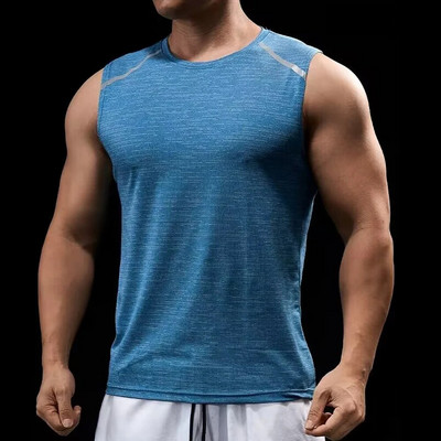 Vyriškos bėgimo liemenės be rankovių, treniruoklių salė, viršutiniai sportiniai bėgimo marškinėliai, greitai džiūstantys maratono drabužiai, elastingi, kvėpuojantys
