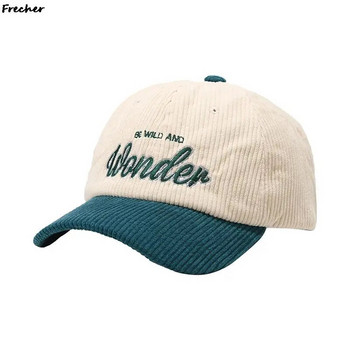 Винтидж бейзболна шапка от рипсено кадифе, бродирана с букви, бонбонени топли зимни шапки за мъже, жени, свежи хип-хоп шапки за лице Bone Gorras