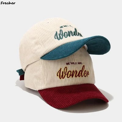 Vintage betűvel hímzett kordbársony baseball sapka Candy színű meleg téli sapkák férfiaknak női friss hip-hop arc sapkák Bone Gorras