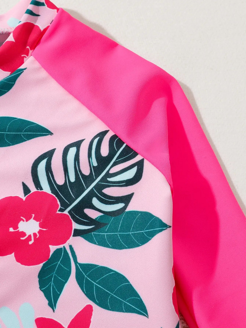 Vasaras meiteņu peldkostīmi ar apdruku, 2023. gada bērnu sauļošanās krēms ar garām piedurknēm, viengabala peldkostīmi, bikini komplekti, toddler Holiday Beach Wear s1011