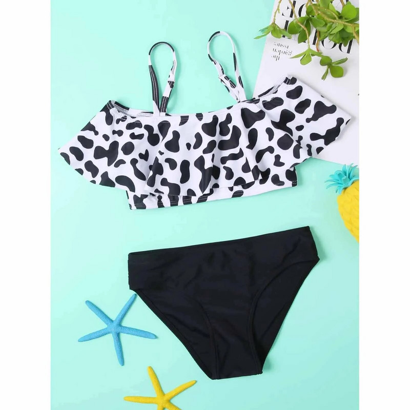 8-14 години Бански костюм от 2 части Toddler Baby Gir Бански костюм с диня на райе Бански костюм за къпане Плажен гащеризон Bañador Niña 10 Años