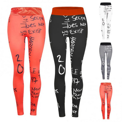 Дамски спортни клинове с щампи на букви Чорапогащи за отслабване Йога клинове Моливи Панталони Дамско облекло